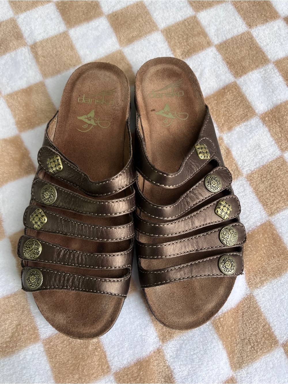 Dansko Janie Slide Sandals Brown Size 38